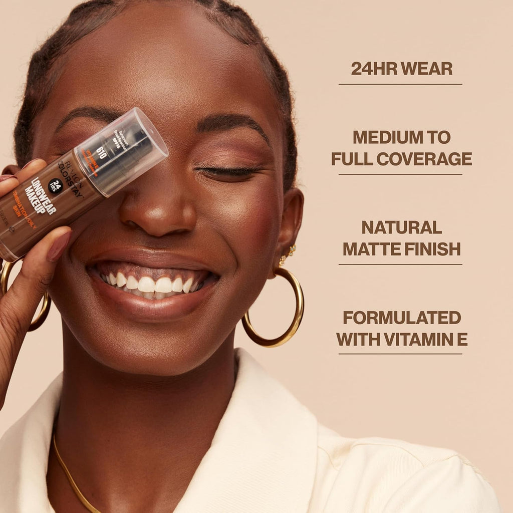 Revlon Liquid Foundation, ColorStay Face Makeup for Combination & Oily Skin, SPF 15, Medium-Full Coverage with Matte Finish, 400 Caramel, 1 Fl Oz