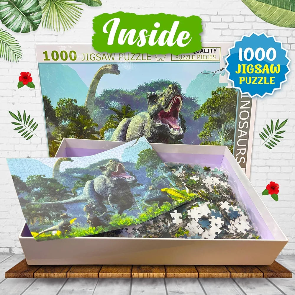 Hello Friend Dinosaurs Puzzle Box 1000 Piece Jigsaw Puzzle Prehistoric Adventure