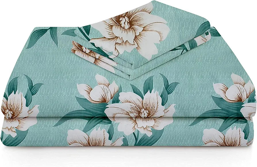 HomeKart Prime Collection Microfiber bedsheet for Double Bed with 2 Pillow Covers Breathable and Soft Touch 164 TC Pattren Floral Color Light Green and White
