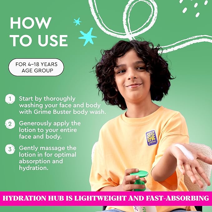 YplayZ Hydration Hub 2-in-1 Face & Body Lotion for Kids Ages 4-10 - 300 Ml