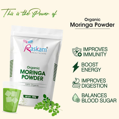 100% Organic Moringa Powder Moringa Oleifera | Boost Immunity | Digestion & Energy | Organic Super green for Vitality | Gut Health | 100gm Drumstick Leaves Powder