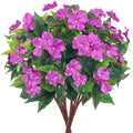 2 Pieces Artificial Flower Impatiens for Balcony Garden Bonsai Decoration Purple-2