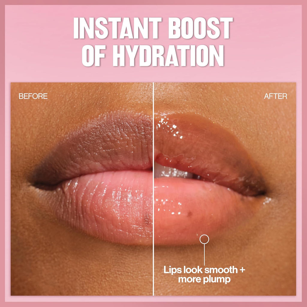 REVLON Super Lustrous Glimmer Lip Oil, Moisturizing & Tinted, Shiny Finish, Made with Plant-Based Squalane, 004 Gone Rose, 0.13 fl oz