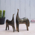 Ecraftindia Set of 2 Black & Golden Horse Statues Decorative Animal Figurines Showpiece for Home Decor