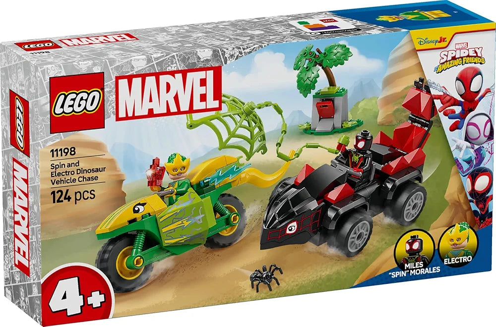 Lego Marvel Spidey and His Amazing Friends Spin and Electro Dinosaur Vehicle Chase 11198 Building Blocks Toys for 4+ Gift for Boys and Girls