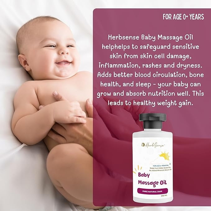 Herbsense Baby Massage Oil -Enriched with Pure Coconut & Almond Oil - 200 ml