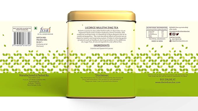 The Indian Chai Licorice Mulethi Zing Ayurvedic Tea - 100 gms