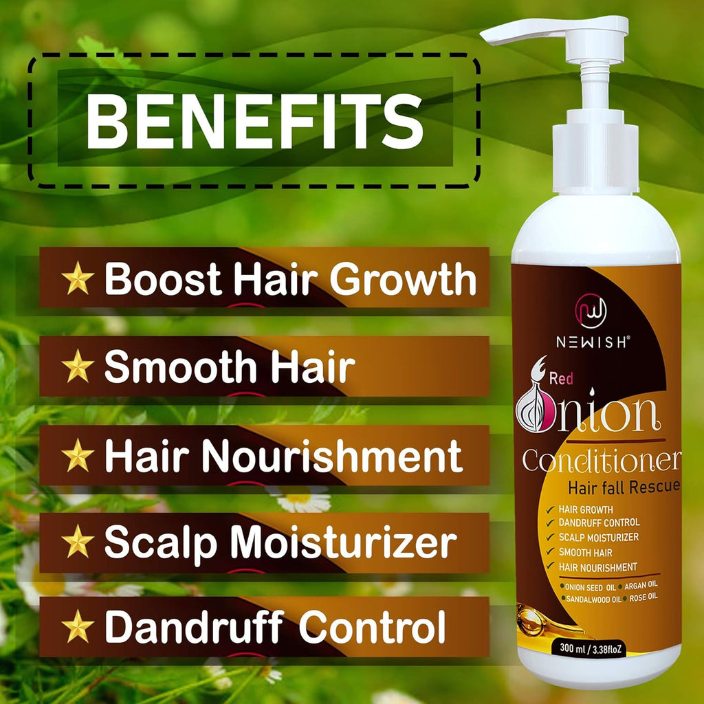Newish Onion Conditioner for Hair Growth Women & Men - 300 ml (Pack of 2)