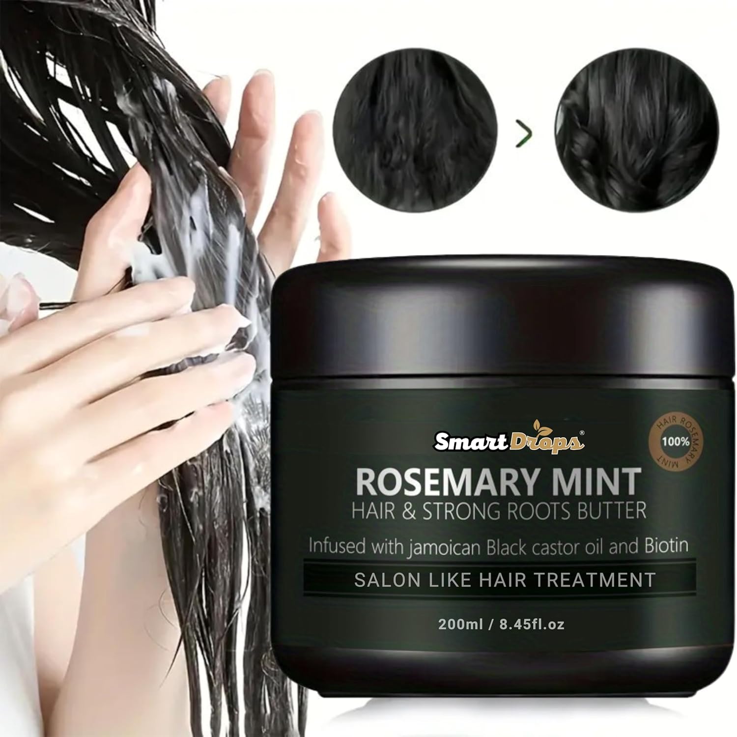 Smartdrops Hair Mask | Hair Mask for Frizzy Hair | Keratin Hair Mask | Pre-Shampoo hair mask with Rosemary Mint, Hibiscus, Amla, Flaxseed for Thick & Long Hair 200g