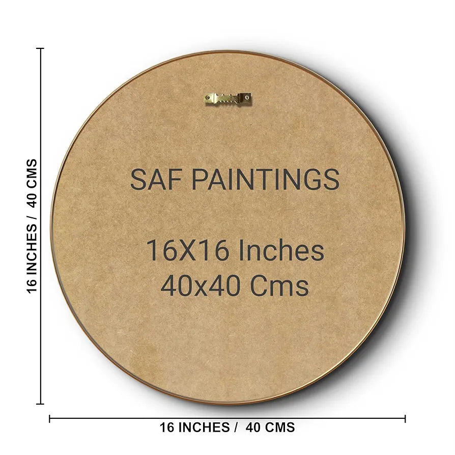 Livin'luxe Paintings Little Krishna with Calf Wall Painting with Frame - Sparkle Glossy Round Golden Framed Large