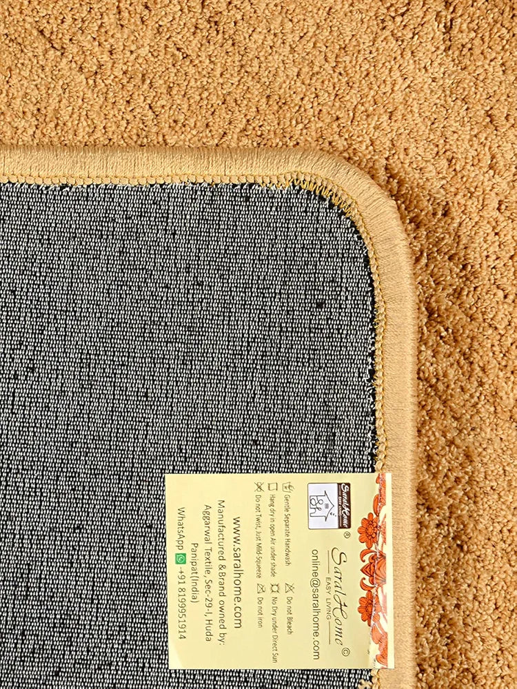 Saral Home Neo Shaggy Yarn Anti-Skid Bath Mats Gold
