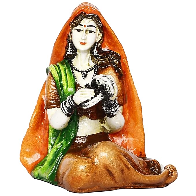 Ecraftindia Colorful Rajasthani Lady Handcrafted Decorative Polyresin Showpiece