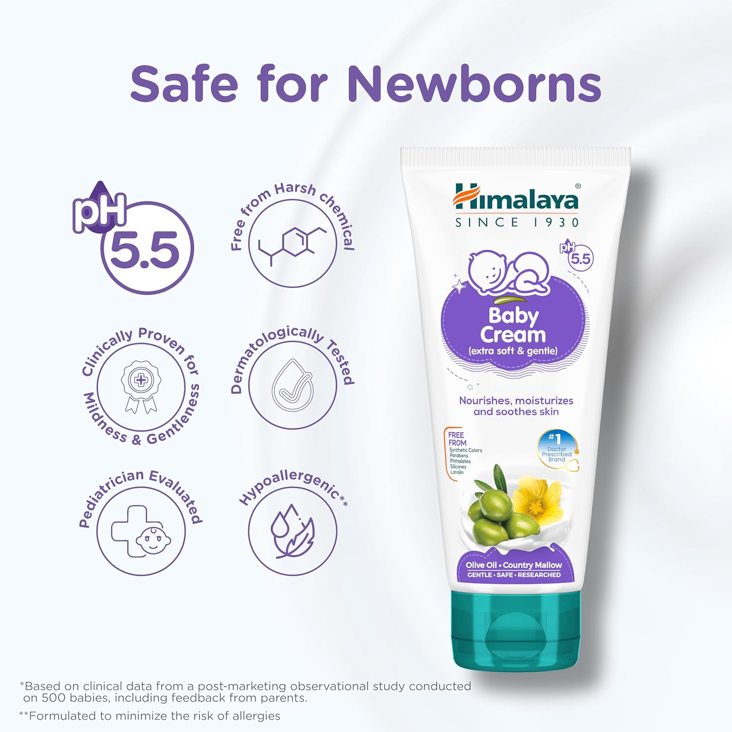 Himalaya Gentle Baby Cream 100ml | No.1 Doctor-Prescribed Brand | Nourishes & Extra Soft Skin | pH 5.5 Formulation | Safe for Newborns