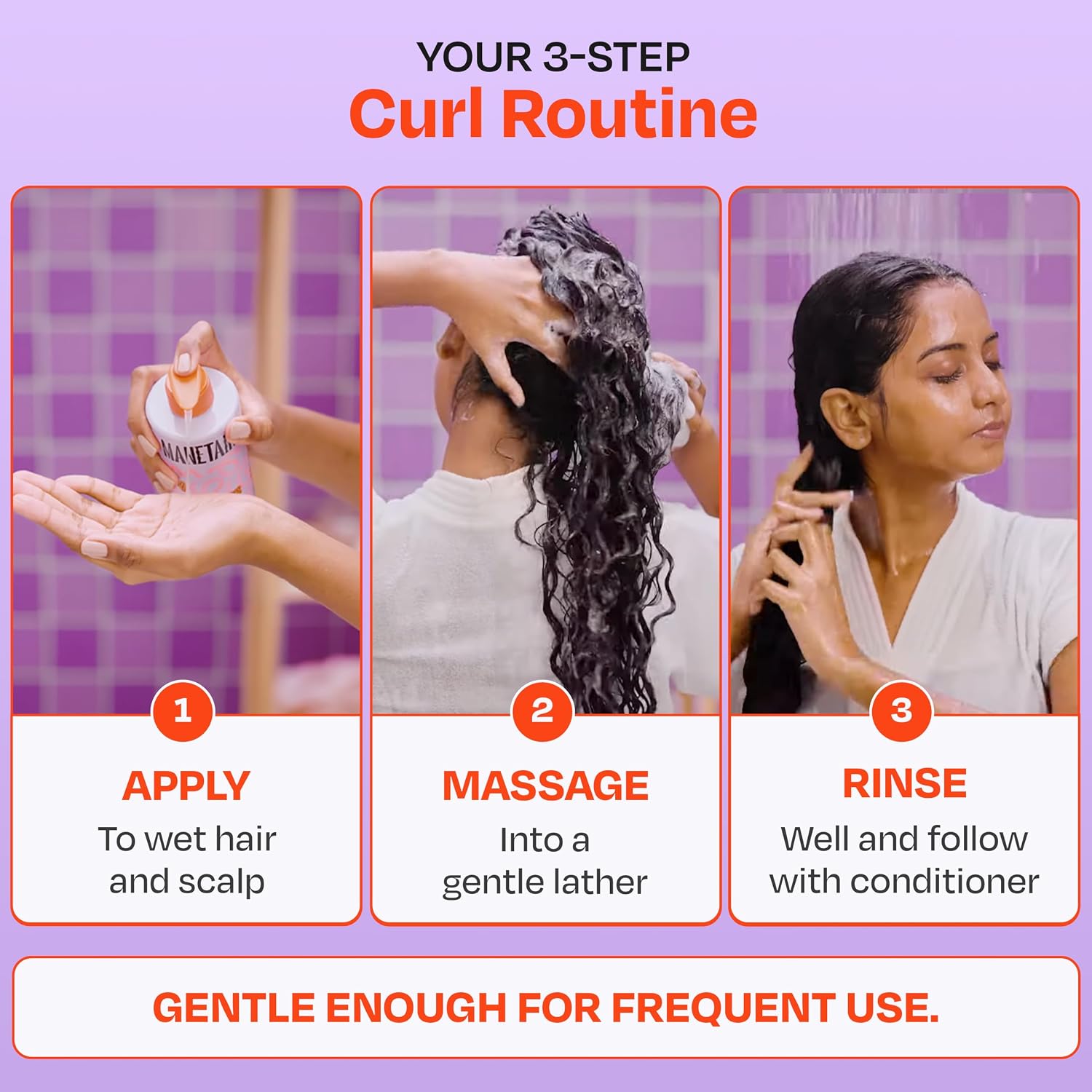 MANETAIN Moisturising Shampoo 237ml for Curly, Dry & Frizzy Hair | Sulphate & Paraben Free | Hydrates & Strengthens with Baobab Protein, Seaweed & Marshmallow Extract | CG-Friendly, Gentle Cleanser for Soft, Defined Curls