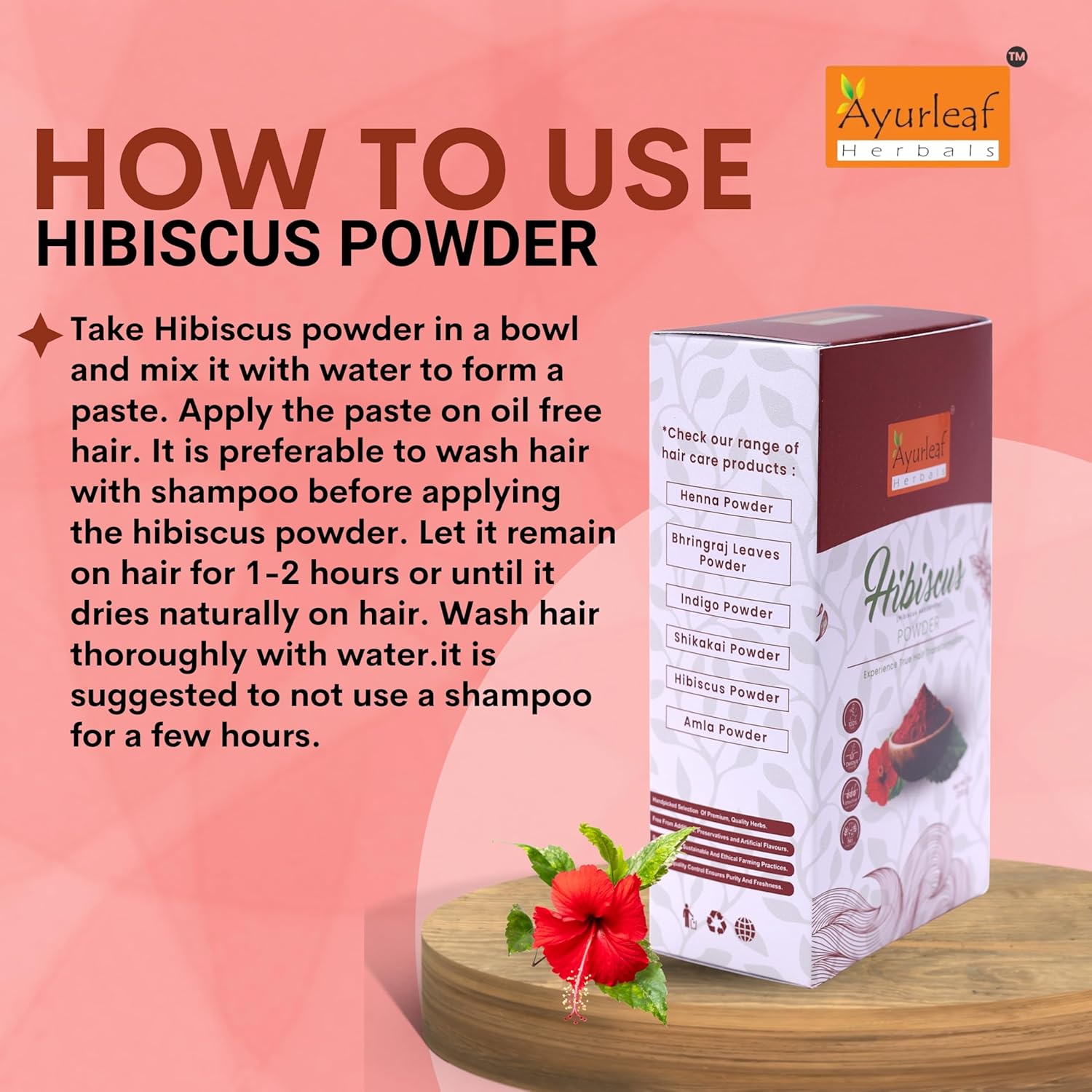 Ayurleaf Herbals Hibiscus Gudhal Flower Powder for Hair Improvement - 200 Gms