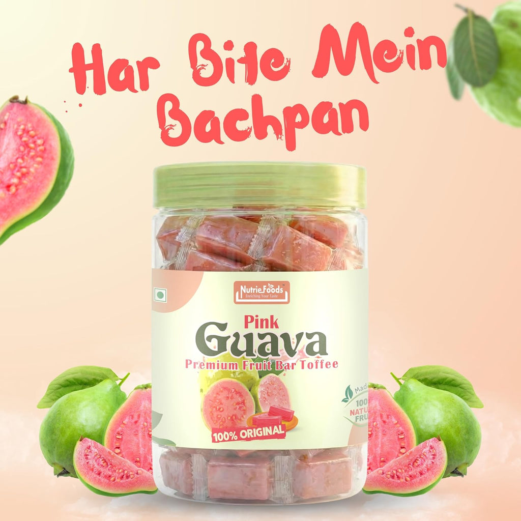 Nutriefoods Pink Guava Toffee, 100% Natural Fruit Candy, Premium Pink Guava Fruit Bar (400gm)