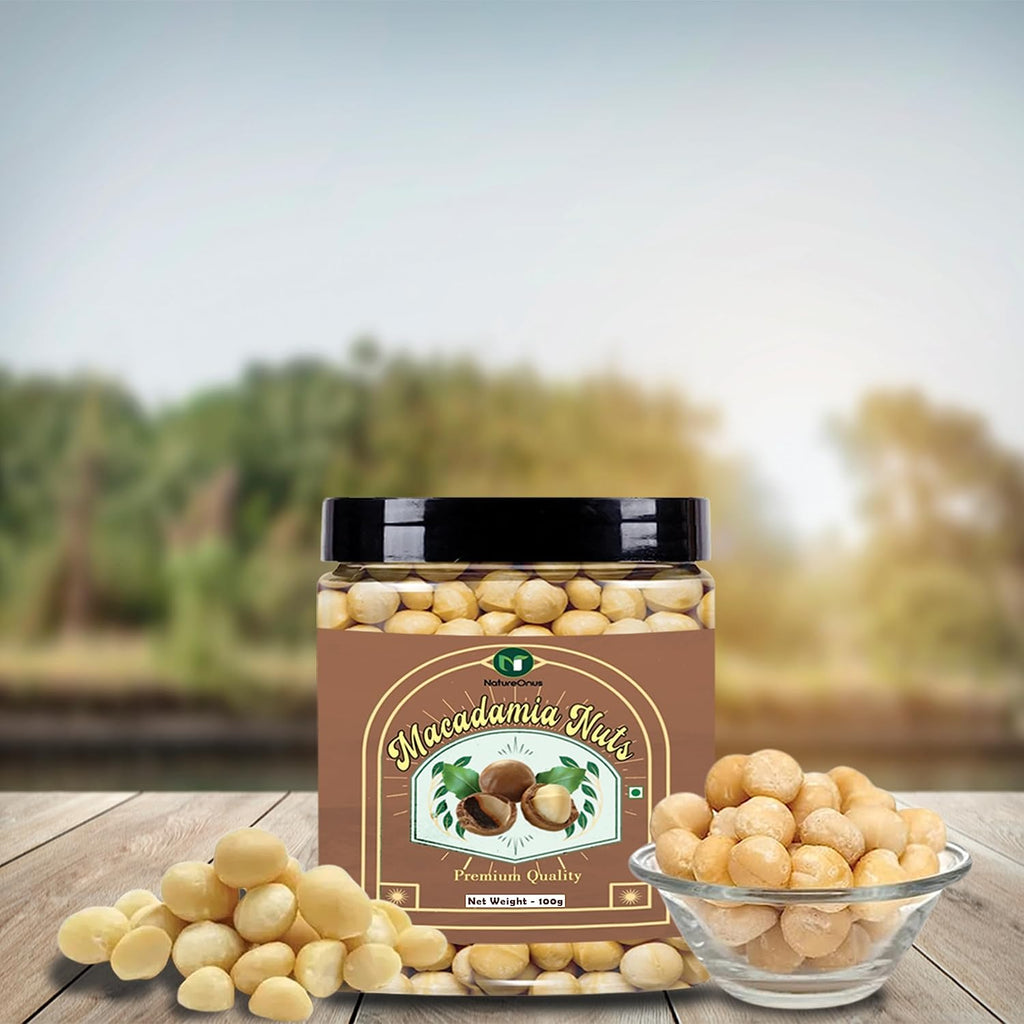 NatureOnus Macadamia Nuts 100gms | No Added Preservatives, Gluten-Free | Additive-Free Snack, Grade A, Crunchy, perfect for guilt-free snacking