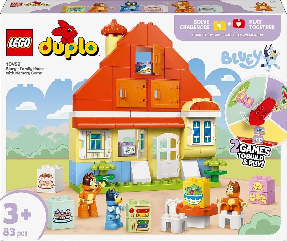 LEGO Duplo Bluey: Bluey’s Family House with Memory Game Interactive Toy 10459 Building Toy for 3+ Age Boys and Girls