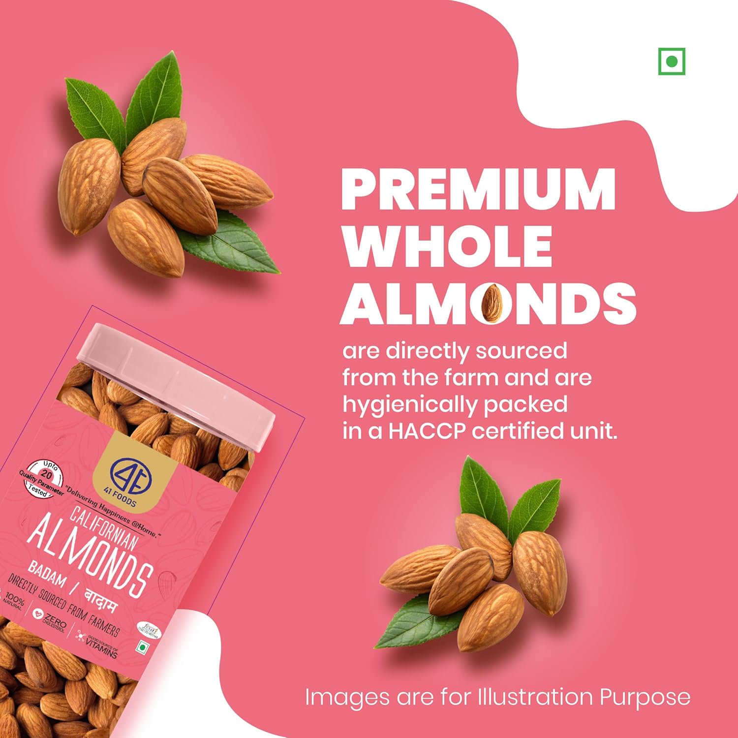 41 Foods Premium Dry Fruits Combo of Almonds and Walnuts | 1 KG (500g x 2)
