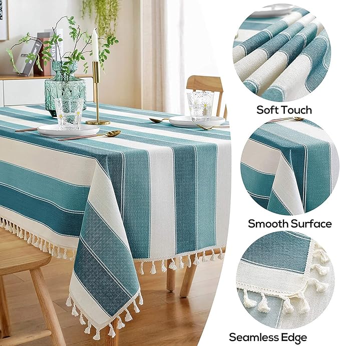Urban Space Sicilia Table Linen Premium Dining Table Cover for 6 Seater Colour Vertical Green