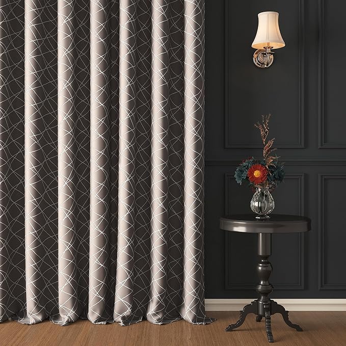 Story@Home Blackout Curtains for Door 7 Feet Long 1 Piece Colour Criss Cross Grey