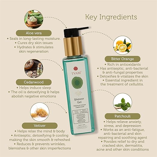 TVAM Organic Aromatherapy Shower Gel - 200 ml