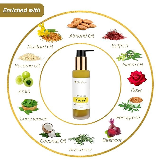 Herbsense Advanced Hair Oil- Blend of Wood Pressed Oils & Herbs - 100 ml