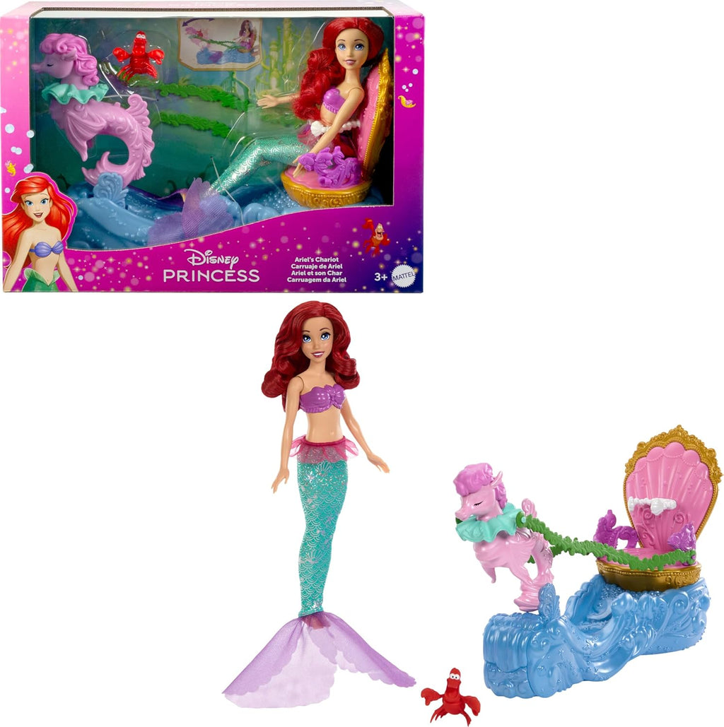 Mattel Disney Princess Ariel’s Rolling Chariot with Mermaid Fashion Doll & Figure