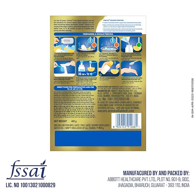 Similac Infant Advance Stage 3 Follow-Up Formula Powder - 400 gms