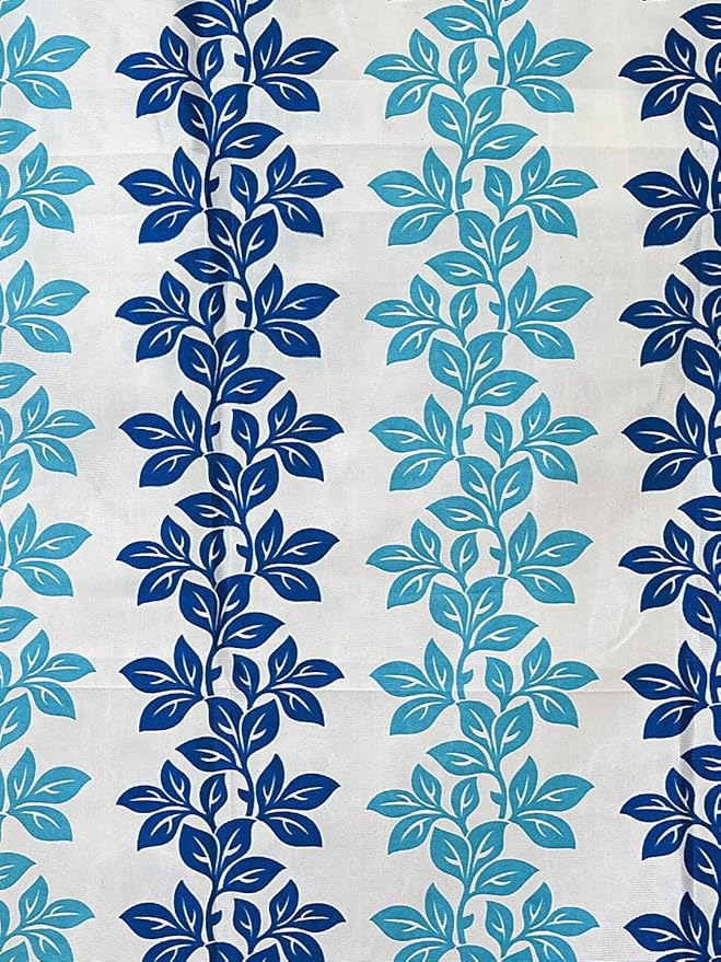 Cortina 2 Piece Floral Design Panel Eyelet Polyester Door Curtains | 7 Feet | Blue