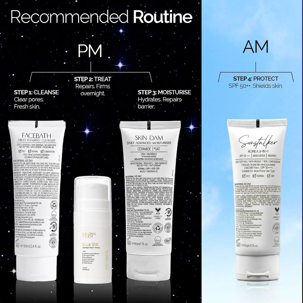 Personal Touch Backshift Anti-Aging Face Cream | Youthifying Peptide, Niacinamide & 0.3% Granactive Retinoid (HPR) | Wrinkle Repair, Firming & Collagen Boost | 15ml