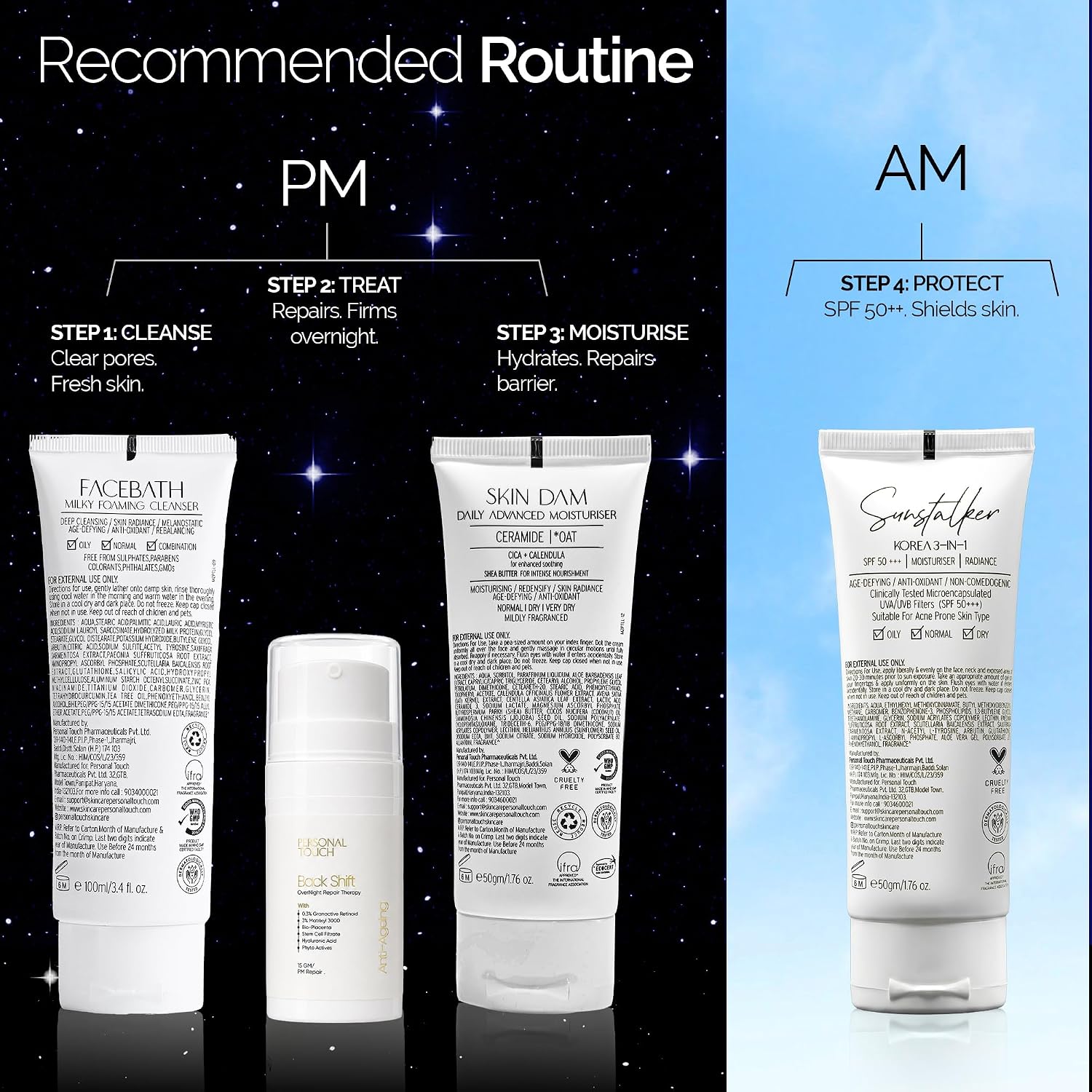 Personal Touch Backshift Anti-Aging Face Cream | Youthifying Peptide, Niacinamide & 0.3% Granactive Retinoid (HPR) | Wrinkle Repair, Firming & Collagen Boost | 15ml