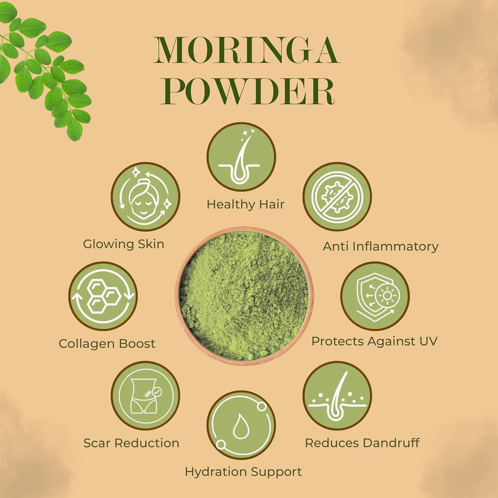 Growfitz 100% Organic Moringa Powder 200g | Healthy Superfood For Weight Loss, Naturally Boost Energy Levels, Multivitamins, Digestion, Stamina, Skincare | Rich in Nutrients (Pack of 1)