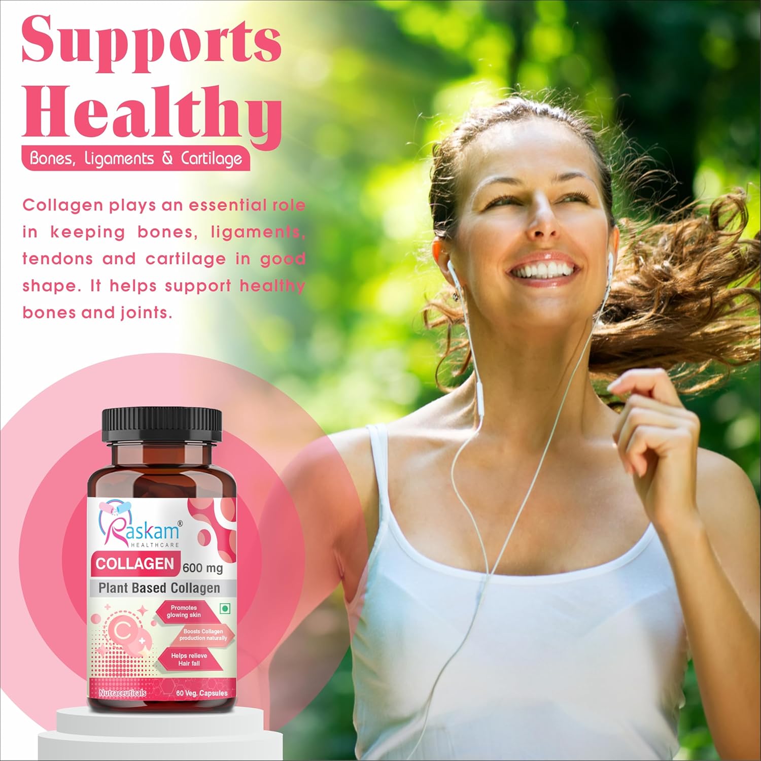 Plant Based Collagen- Anti-Aging Supplements For Women,Natural,Youthful Glow,Wrinkle-Free Skin,Promotes Skin Regeneration,Improves Skin Elasticity,Silica&Hyaluronic Acid-60 Capsules