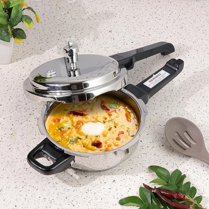 Vinod Stainless Steel Pressure Cooker 2 Litres | Also use as Deep Fry pan | Sandwich Bottom