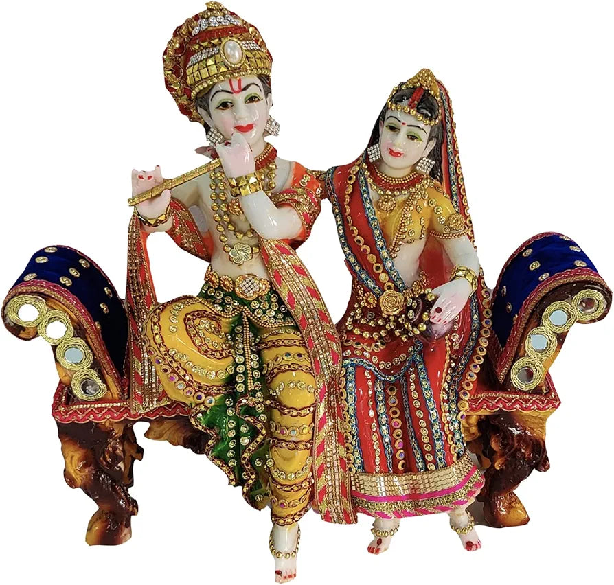 Alila Radha Krishna Ji Idol Murti Figurine Pooja Room Gift Items for Mandir Temple Home Office