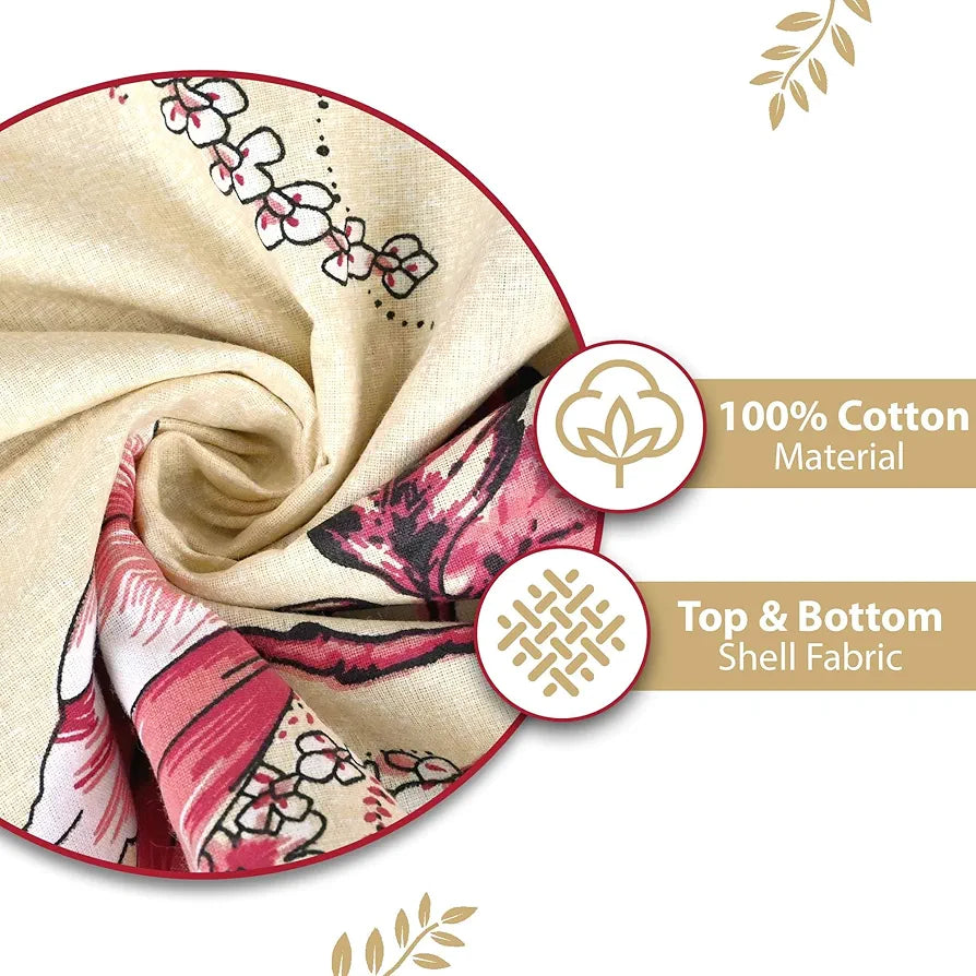 Divine Casa Floret 100% Cotton Double Dohar 120 GSM Soft & Lightweight Throw Blanket Colour Summer Fern