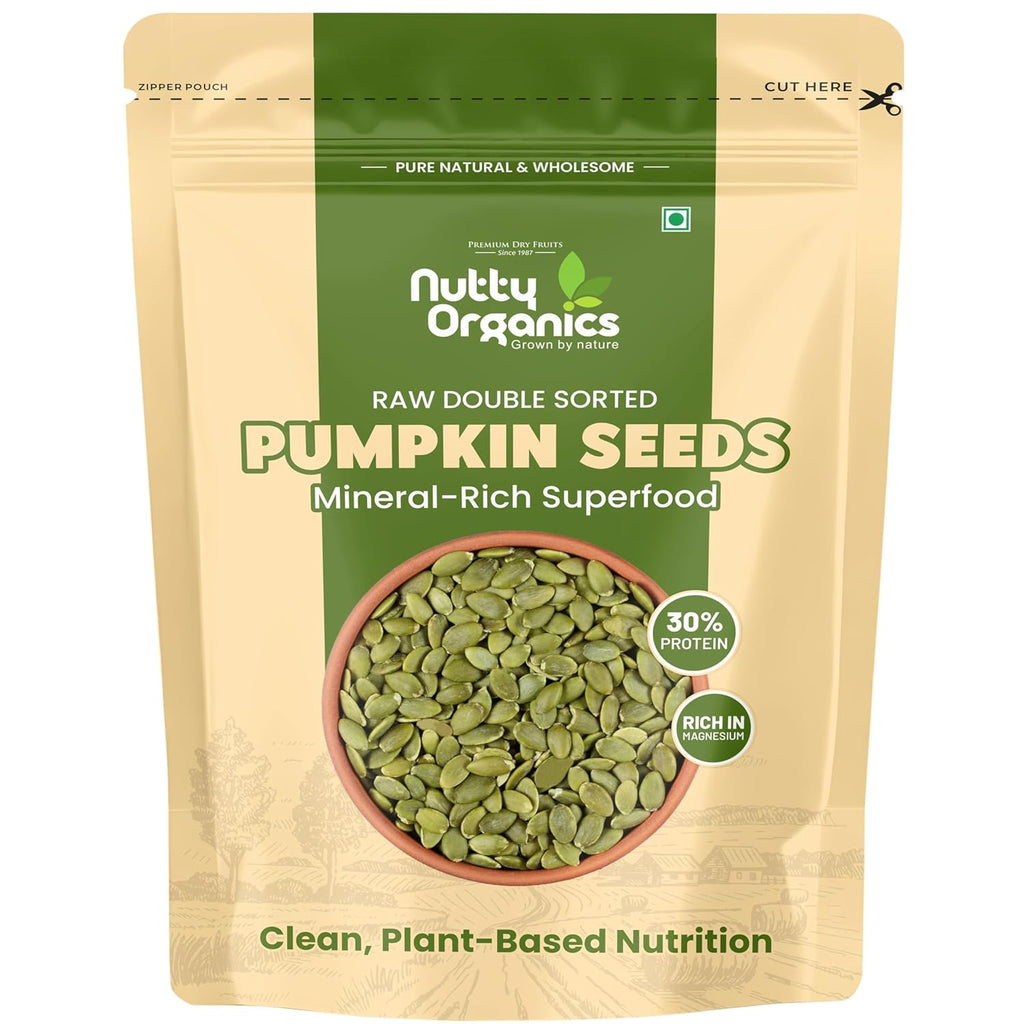 NUTTY ORGANICS Natural Pumpkin Seeds 200GM | Raw Pumpkin Seeds for Eating- Immunity Booster and Protein Rich Seeds | Healthy Diet Snacks | Weight Management