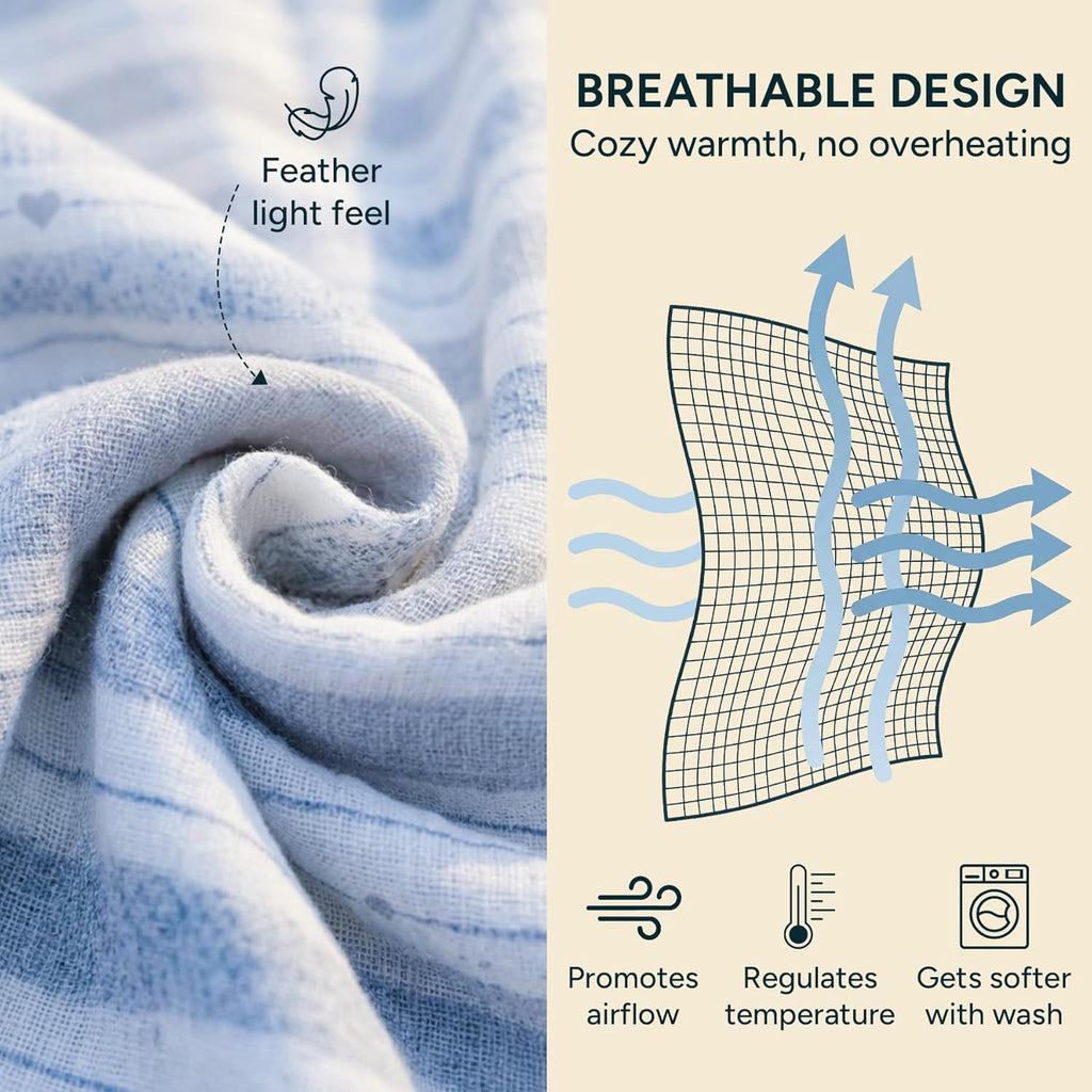 NINTARABABY Extra-Large Swaddle - 100% Organic Premium Muslin Cotton, 47" x 47" (119 cm x 119 cm), Ultra-Soft, Breathable & Lightweight, Multipurpose, Hypoallergenic, Gift for Newborn Girls