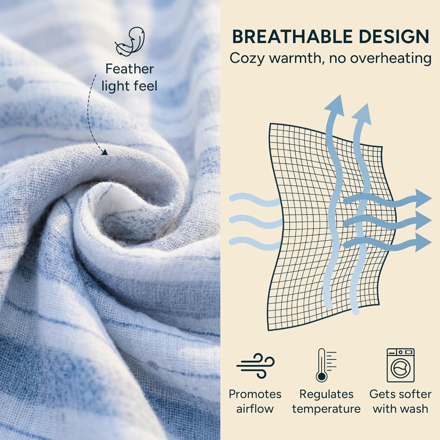 NINTARABABY Extra-Large Swaddle - 100% Organic Premium Muslin Cotton, 47" x 47" (119 cm x 119 cm), Ultra-Soft, Breathable & Lightweight, Multipurpose, Hypoallergenic, Gift for Newborn Girls