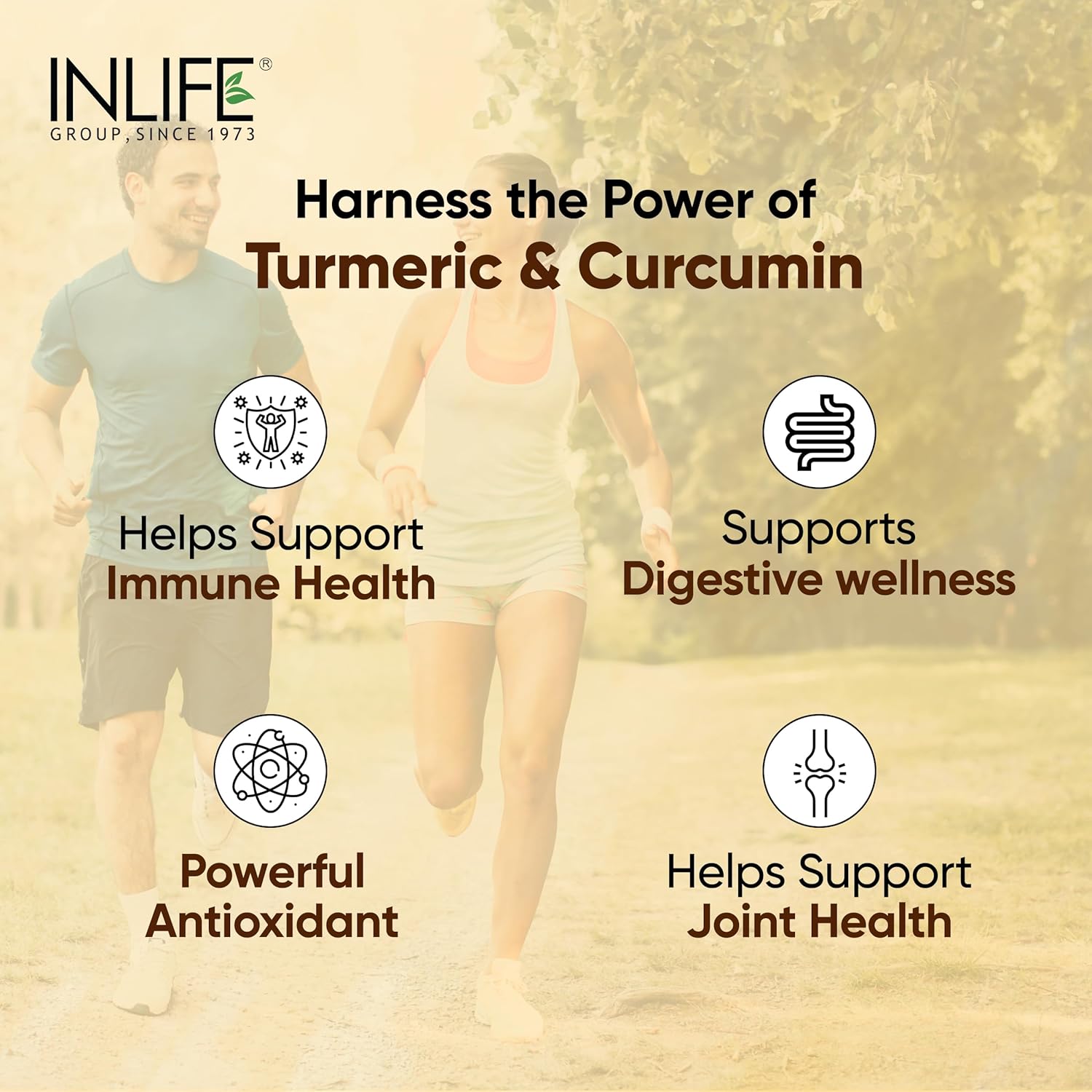 INLIFE Curcumin Tablets with Piperine | 95% Curcuminoids with Curcuma Longa Root Powder | Antioxidant & Anti-inflammatory | Turmeric & Ginger Extract, 1605mg - 60 Tablets (Pack of 1)