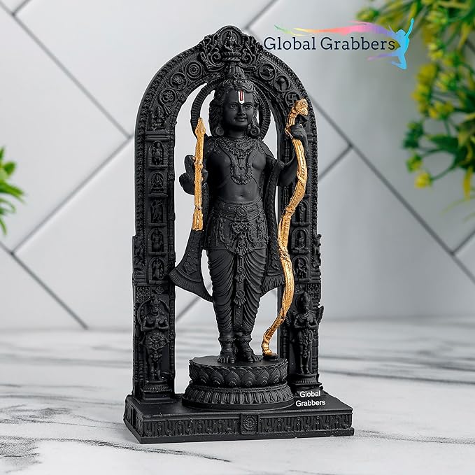Global Grabbers Polyresin 3D Ram Lalla Ayodhya Idol Statue Showpiece Murti for Home Decor