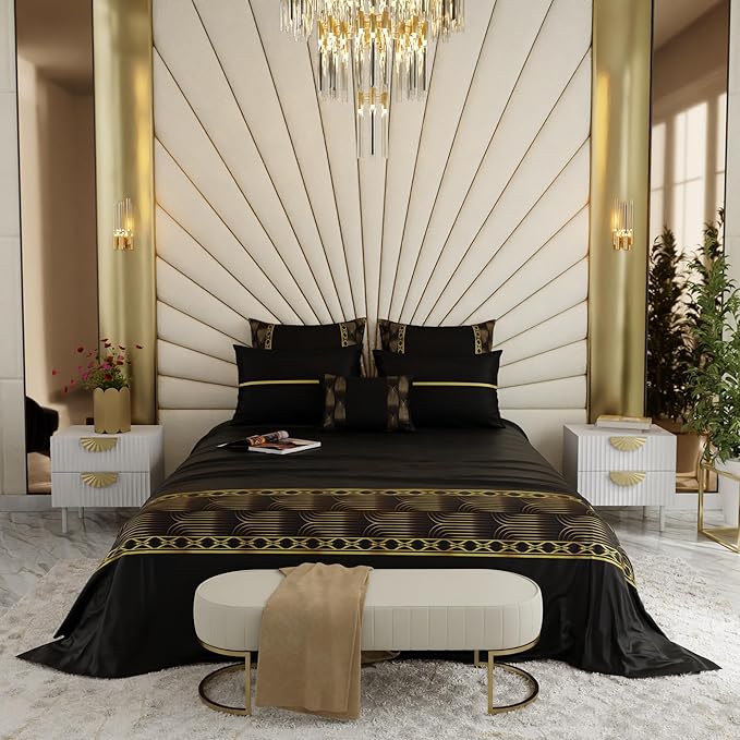 Stoa Paris Crown of Versailles 6-Piece Bedsheet Set Colour Midnight Gala Black
