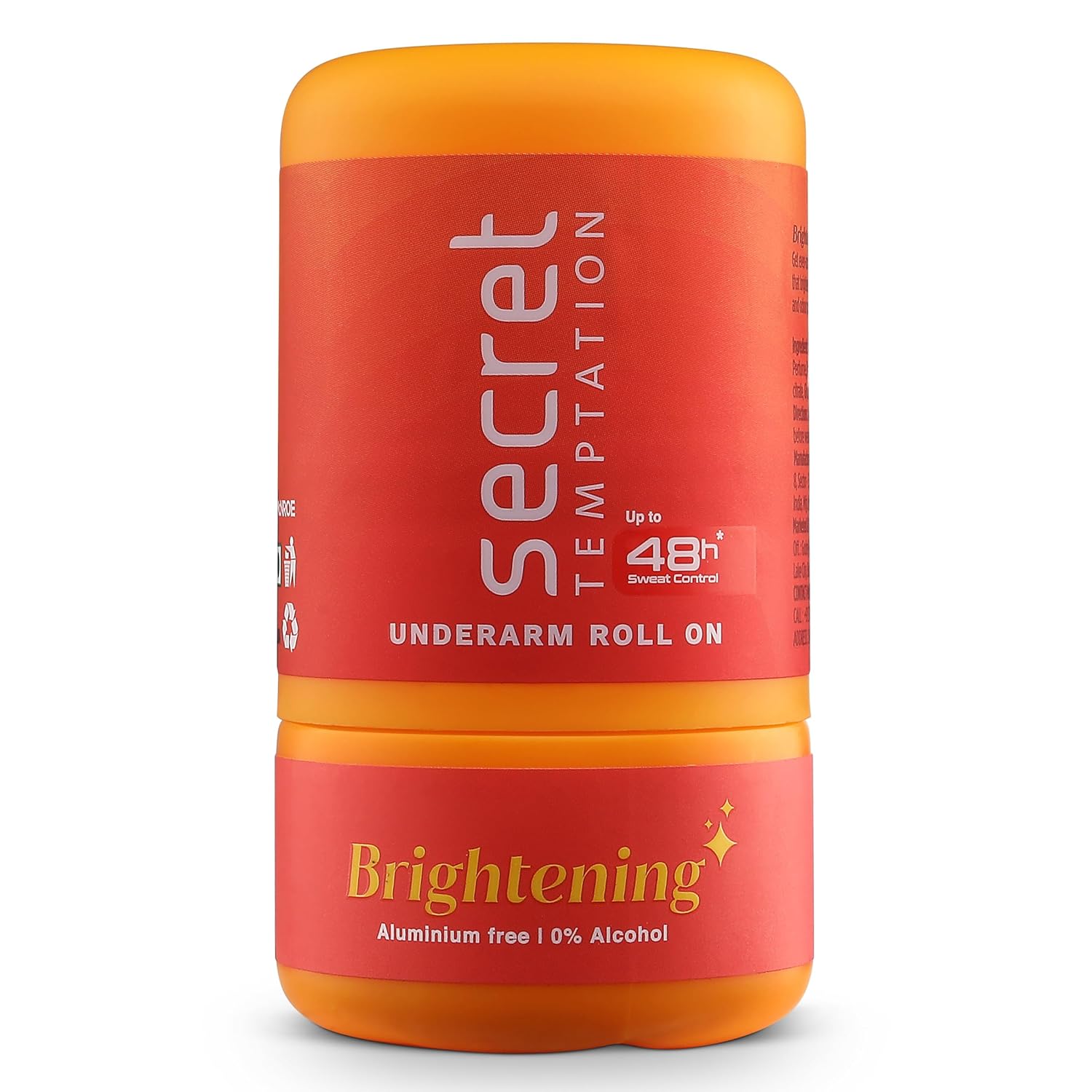 Secret Temptation Brightening Antiperspirant Non Sticky Roll On Deodorant Stick For Women, Reduce Underarm Darkness, Brightens & Evens Out Skin Tone, Zinc Oxide & Niacinamide, 50ml