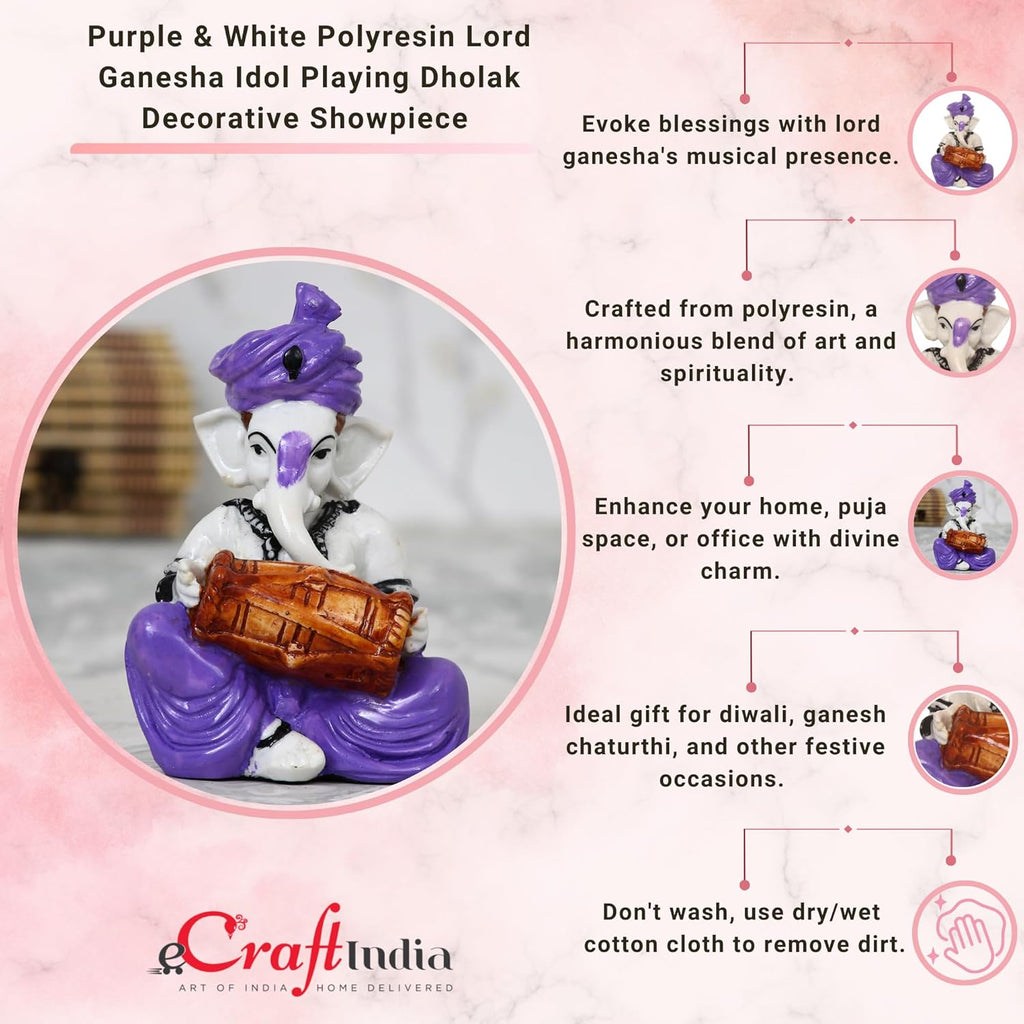 Ecraftindia Synthetic Fiber Lord Ganesha Statue | Purple