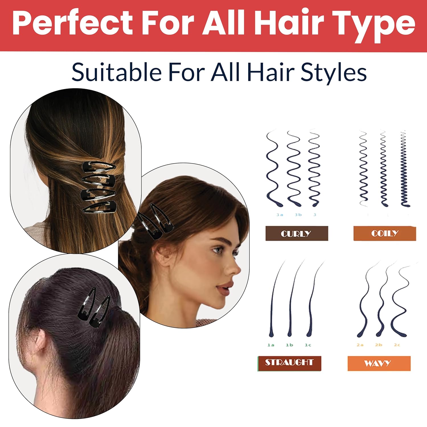 TEMPERIA Tic Tac Hair Clips for Girls (Pack of 24pcs) (5cm) (Matte Black) - Tik Tak Pins for Women