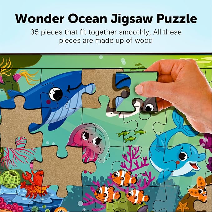 Mini Leaves 35 Piece Puzzle for Kids | Capital Alphabets Jigsaw Puzzle | Wooden Puzzles for Kids | Educational ABCD Toys for Kids