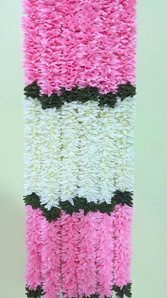 Afarza Artificial Flower Garland Toran for Door Entrance Home Decoration baby pink white Hanging 4pieces 5ft