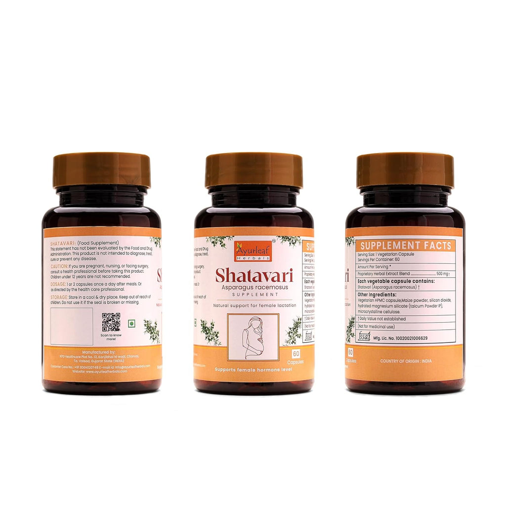 Ayurleaf Herbals Shatavari Capsules - 60 Caps Pack of 2