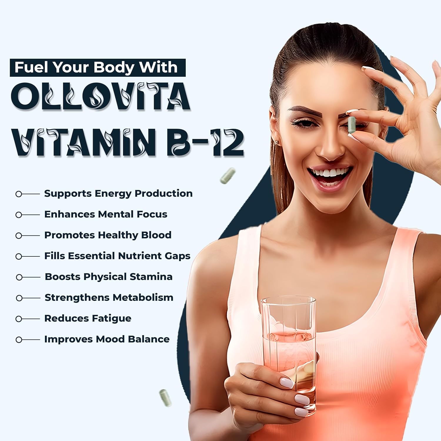 Vitamin B12 Supplement â€“ 1000mcg Plant-Based Veg Capsules for Energy, Metabolism & Nerve Support | Boosts Vitality & Wellness | Supports Red Blood Cells | 60 Capsules
